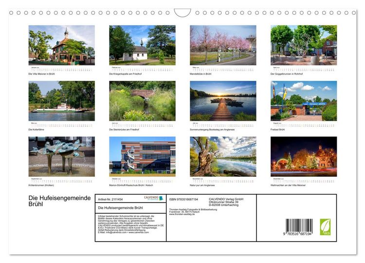 Produktbild: Die Hufeisengemeinde Br&uuml;hl (Wandkalender 2026 DIN A3 quer), CALVENDO Monatskalender