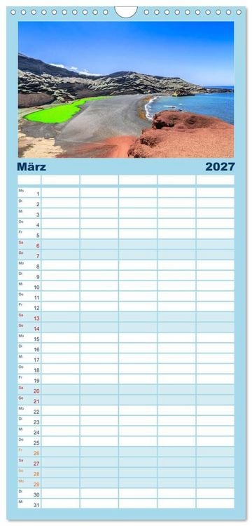 Produktbild: Familienplaner 2027 - Lanzarote - Wo die Vulkane die Landschaft formten mit 5 Spalten (Wandkalender, 21 x 45 cm) CALVENDO