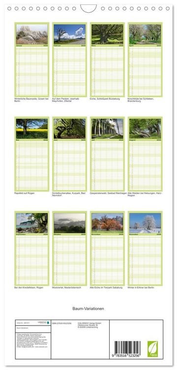 Produktbild: Familienplaner 2026 - Baum-Variationen mit 5 Spalten (Wandkalender, 21 x 45 cm) CALVENDO