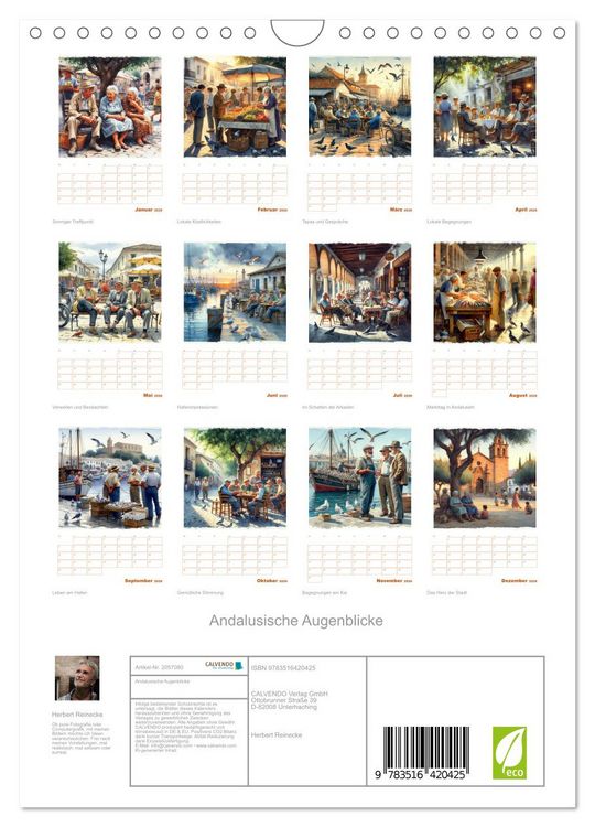 Produktbild: Andalusische Augenblicke (Wandkalender 2026 DIN A4 hoch), CALVENDO Monatskalender