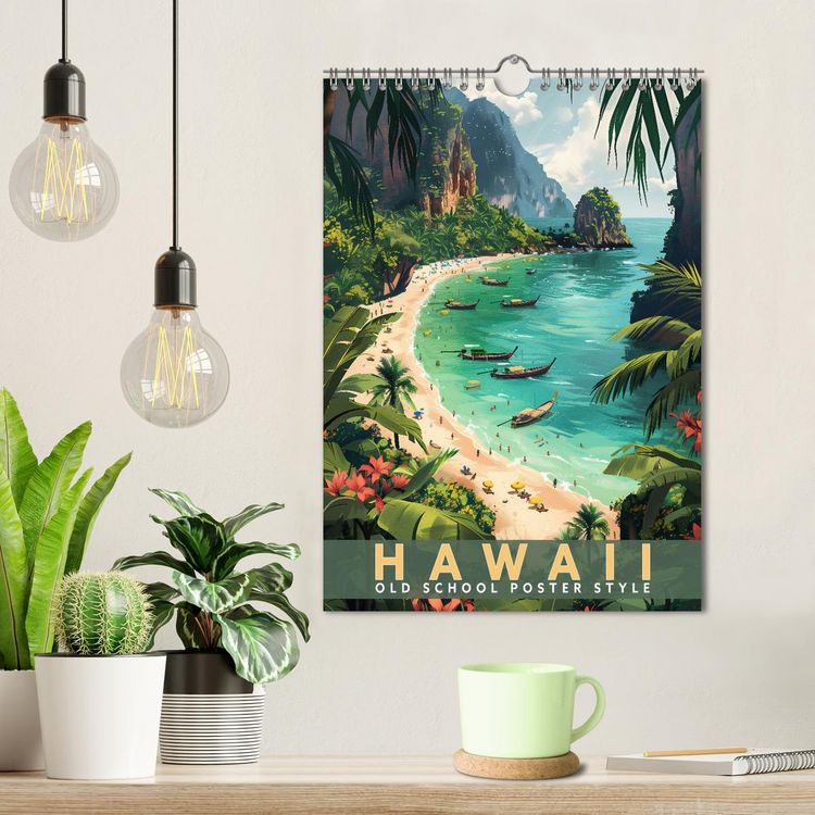 Produktbild: Hawaii - Old School Poster Style (Wandkalender 2026 DIN A4 hoch), CALVENDO Monatskalender