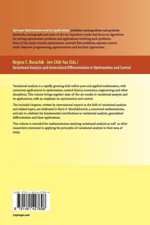 Produktbild: Variational Analysis and Generalized Differentiation in Optimization and Control