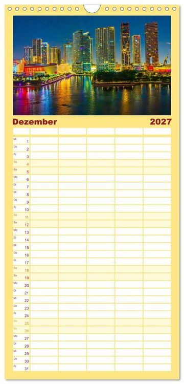Produktbild: Familienplaner 2027 - Kunterbuntes Miami mit 5 Spalten (Wandkalender, 21 x 45 cm) CALVENDO