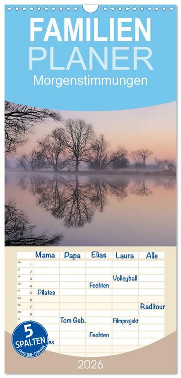 Produktbild: Familienplaner 2026 - Morgenstimmungen 2026 mit 5 Spalten (Wandkalender, 21 x 45 cm) CALVENDO