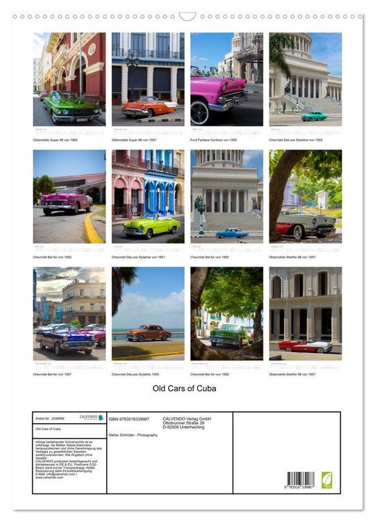 Produktbild: Old Cars of Cuba (Wandkalender 2026 DIN A2 hoch), CALVENDO Monatskalender