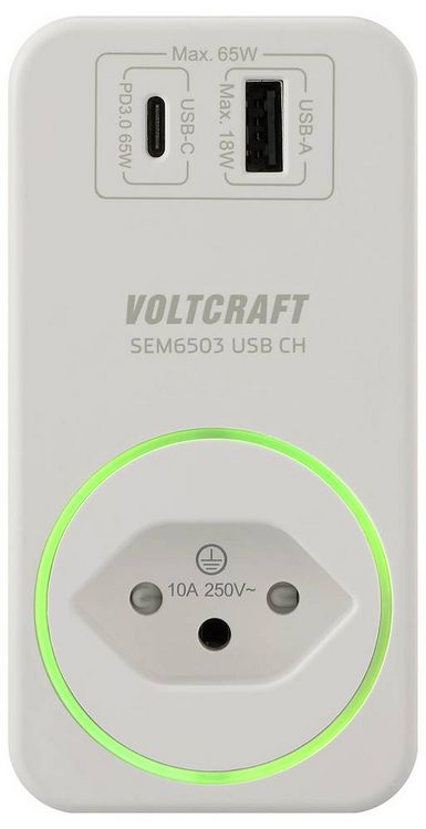 Produktbild: VOLTCRAFT SEM6503 CH Energiekosten-Messger&auml;t USB-Schnittstelle, inkl. Funksteckdose, Datenexport, Datenloggerfunktion