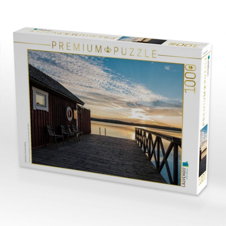 Produktbild: CALVENDO Puzzle Holzh&uuml;tte im Sonnenaufgang | 1000 Teile Lege-Gr&ouml;&szlig;e 64x48cm Foto-Puzzle f&uuml;r gl&uuml;ckliche Stunden