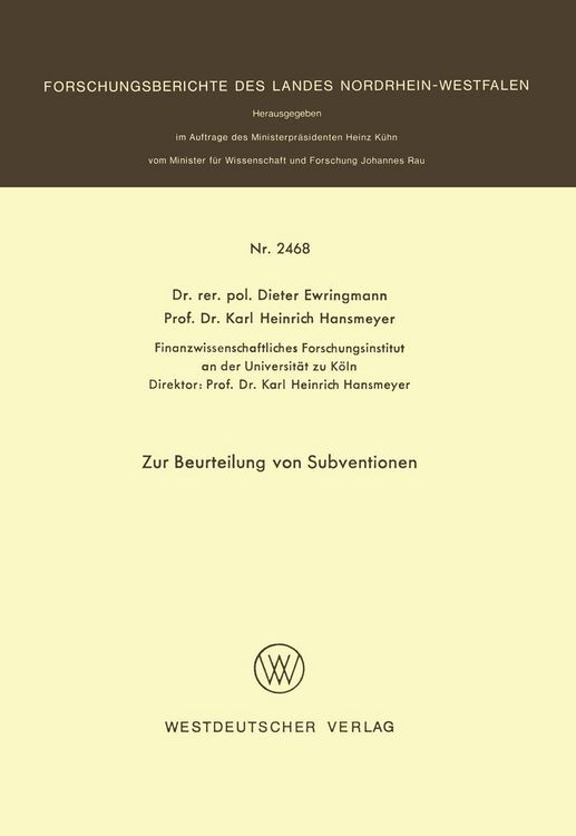Produktbild: Zur Beurteilung von Subventionen