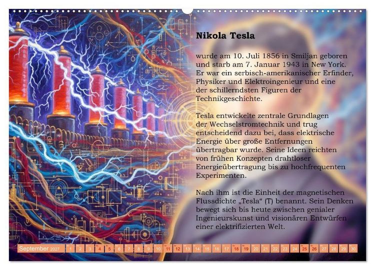 Produktbild: Pioniere der Elektrodynamik (Wandkalender 2027 DIN A2 quer), CALVENDO Monatskalender
