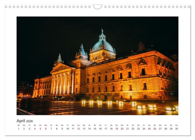 Produktbild: Leipzig bei Nacht (Wandkalender 2026 DIN A3 quer), CALVENDO Monatskalender