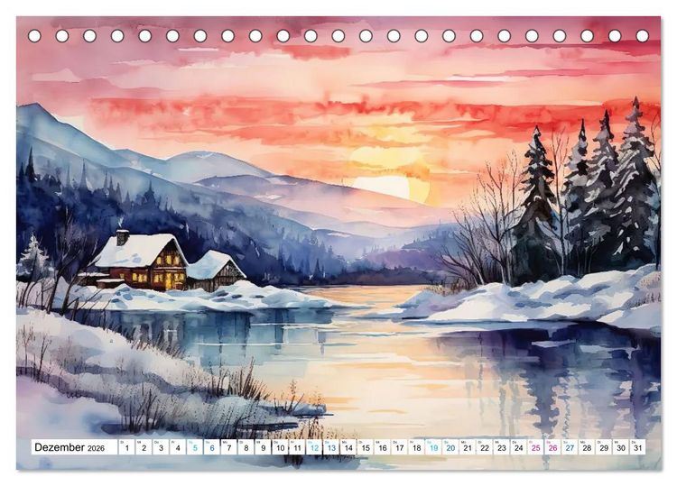 Produktbild: Aquarelltr&auml;ume am See (Tischkalender 2026 DIN A5 quer), CALVENDO Monatskalender