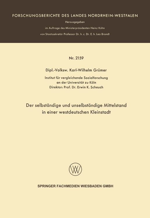 Produktbild: Der selbst&auml;ndige und unselbst&auml;ndige Mittelstand in einer westdeutschen Kleinstadt
