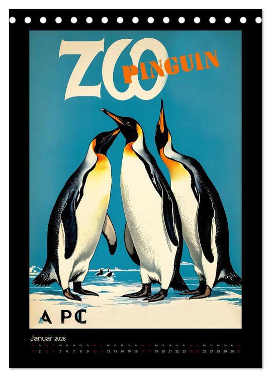 Produktbild: Zoo Vintage-Poster (Tischkalender 2026 DIN A5 hoch), CALVENDO Monatskalender