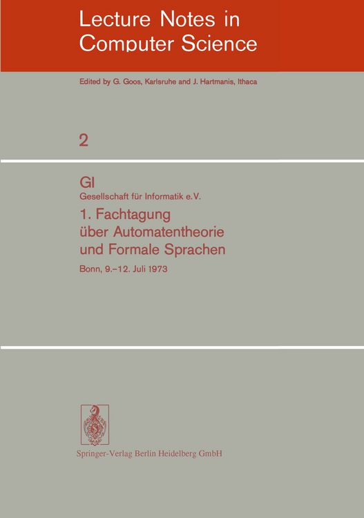 Produktbild: 1. Fachtagung &uuml;ber Automatentheorie und Formale Sprachen