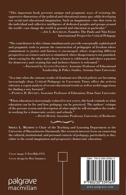 Produktbild: Critical Pedagogy in Uncertain Times