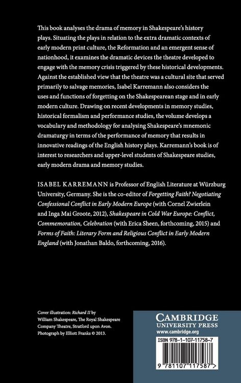 Produktbild: The Drama of Memory in Shakespeare's History Plays
