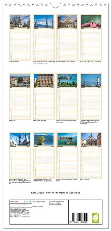 Produktbild: Familienplaner 2027 - Insel Lindau - Bayerische Perle im Bodensee mit 5 Spalten (Wandkalender, 21 x 45 cm) CALVENDO