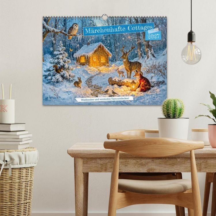 Produktbild: M&auml;rchenhafte Cottages - Waldzauber und versteckte Tiere entdecken! (Wandkalender 2027 DIN A3 quer), CALVENDO Monatskalender