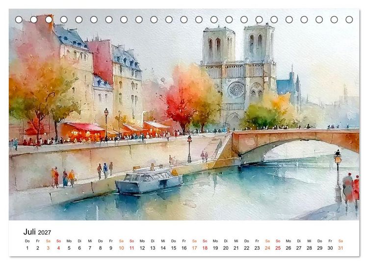 Produktbild: Paris in sanften Farben (Tischkalender 2027 DIN A5 quer), CALVENDO Monatskalender