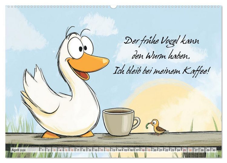 Produktbild: Gans coole Spr&uuml;che (hochwertiger Premium Wandkalender 2026 DIN A2 quer), Kunstdruck in Hochglanz
