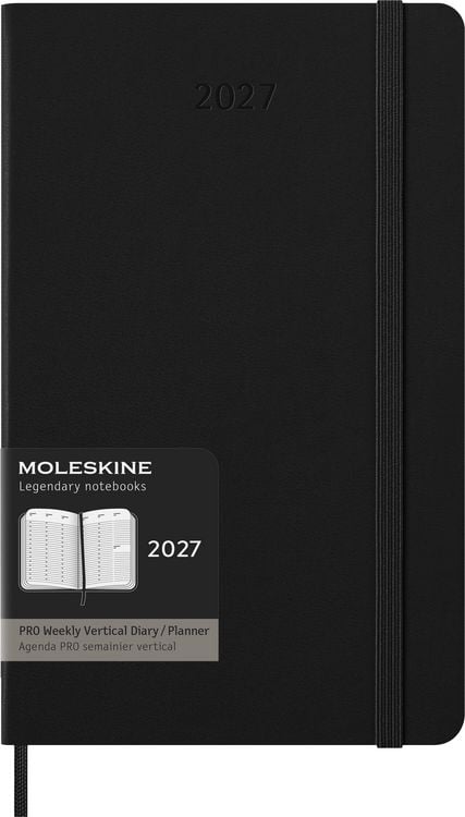 Produktbild: Moleskine 12 Monate Pro Wochen Notizkalender 2027, Pro Large/A5, 1 Wo = 2 Seiten, vertikal, Spalten f&uuml;r Notizen, fester Einband, Schwarz