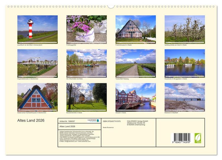 Produktbild: Altes Land 2026 (hochwertiger Premium Wandkalender 2026 DIN A2 quer), Kunstdruck in Hochglanz
