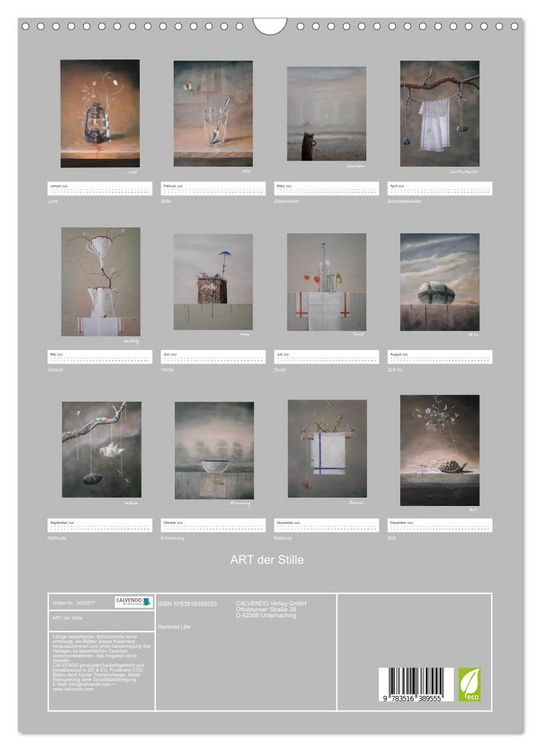 Produktbild: ART der Stille (Wandkalender 2026 DIN A3 hoch), CALVENDO Monatskalender