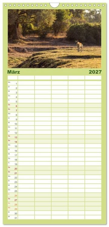 Produktbild: Familienplaner 2027 - Sambias gro&szlig;artige Tierwelt mit 5 Spalten (Wandkalender, 21 x 45 cm) CALVENDO