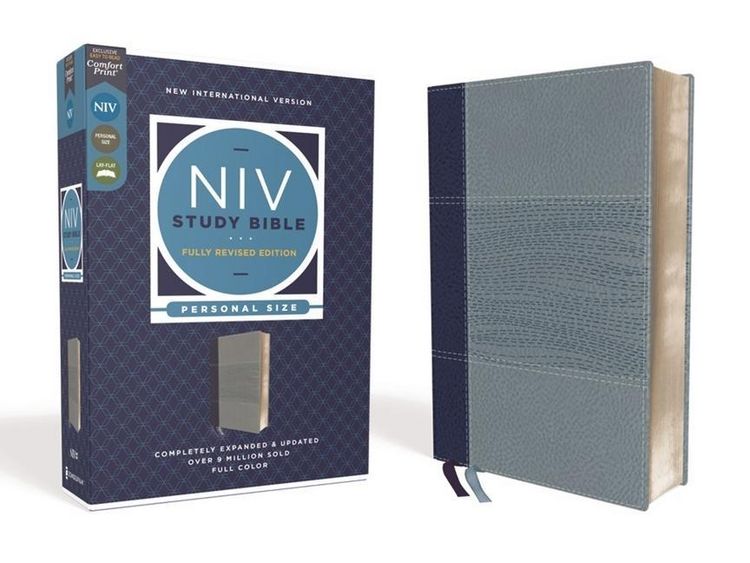 Produktbild: NIV Study Bible, Fully Revised Edition, Personal Size, Leathersoft, Navy/Blue, Red Letter, Comfort Print