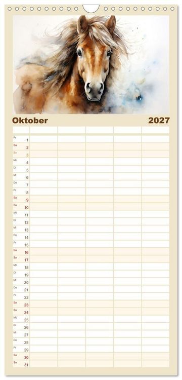 Produktbild: Familienplaner 2027 - Kraftpakete in Aquarell mit 5 Spalten (Wandkalender, 21 x 45 cm) CALVENDO