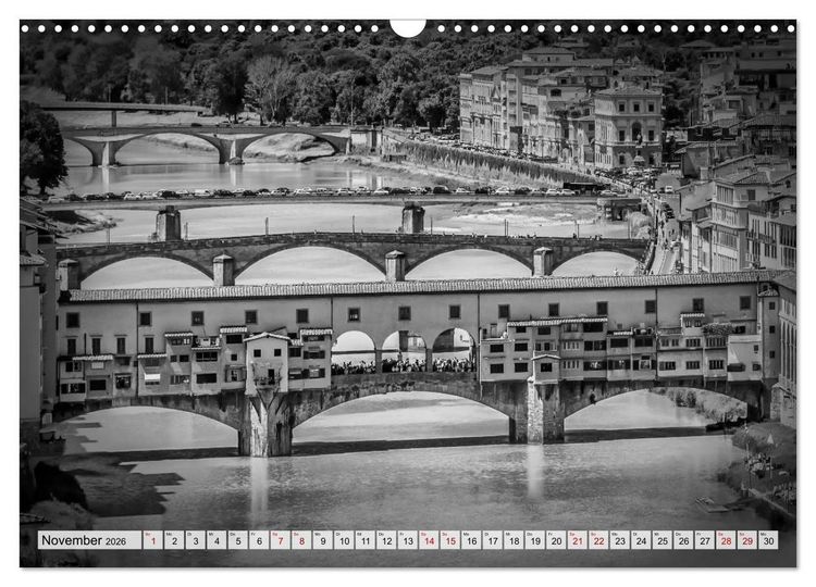 Produktbild: FLORENZ Monochrome Impressionen (Wandkalender 2026 DIN A3 quer), CALVENDO Monatskalender