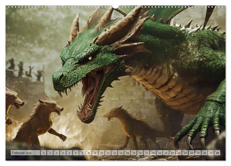 Produktbild: Drachen - Herrscher der Welt (Wandkalender 2026 DIN A2 quer), CALVENDO Monatskalender