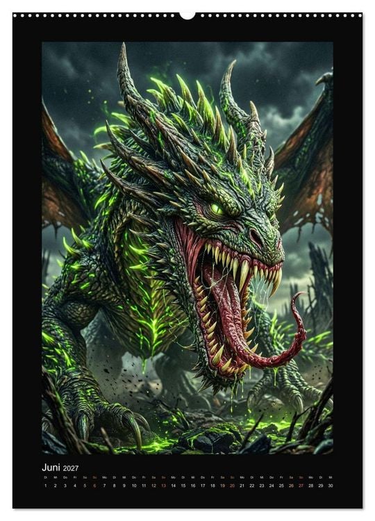 Produktbild: Drachen - Magische Herrscher, Dark‑Fantasy Wandkalender (Wandkalender 2027 DIN A2 hoch), CALVENDO Monatskalender
