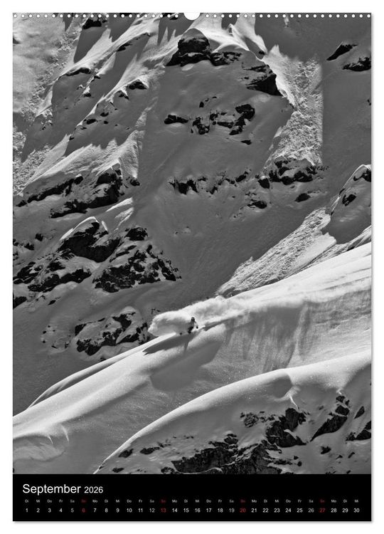 Produktbild: Monochrome Ski (Wandkalender 2026 DIN A2 hoch), CALVENDO Monatskalender
