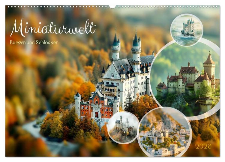 Produktbild: Miniaturwelt Burgen und Schl&ouml;sser (Wandkalender 2026 DIN A2 quer), CALVENDO Monatskalender