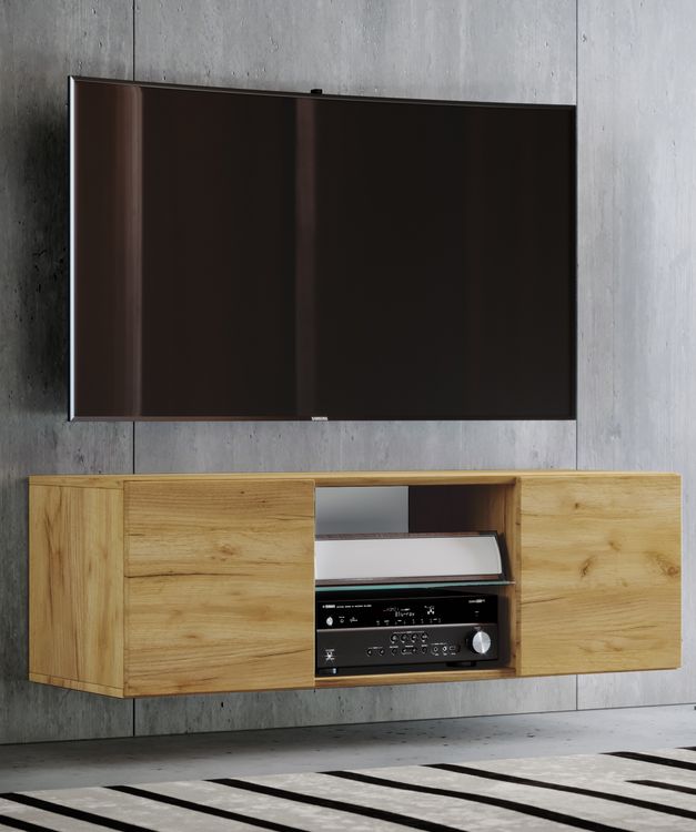 Produktbild: Holz TV Wand H&auml;nge Lowboard Fernsehschrank Jusa 95