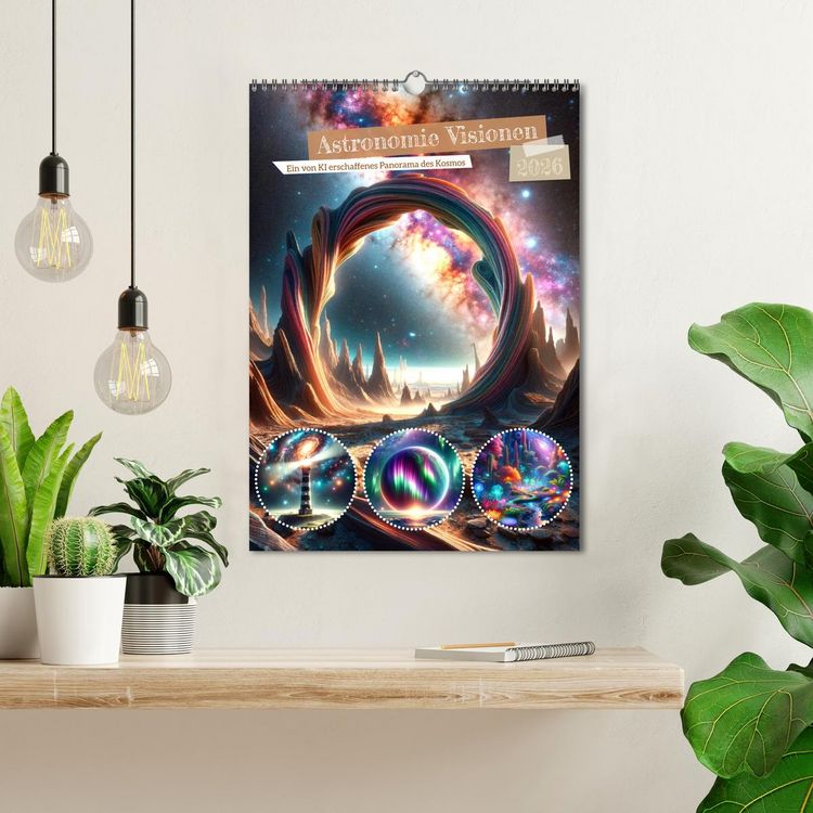 Produktbild: Astronomie Visionen - Ein von KI erschaffenes Panorama des Kosmos (Wandkalender 2026 DIN A3 hoch), CALVENDO Monatskalender