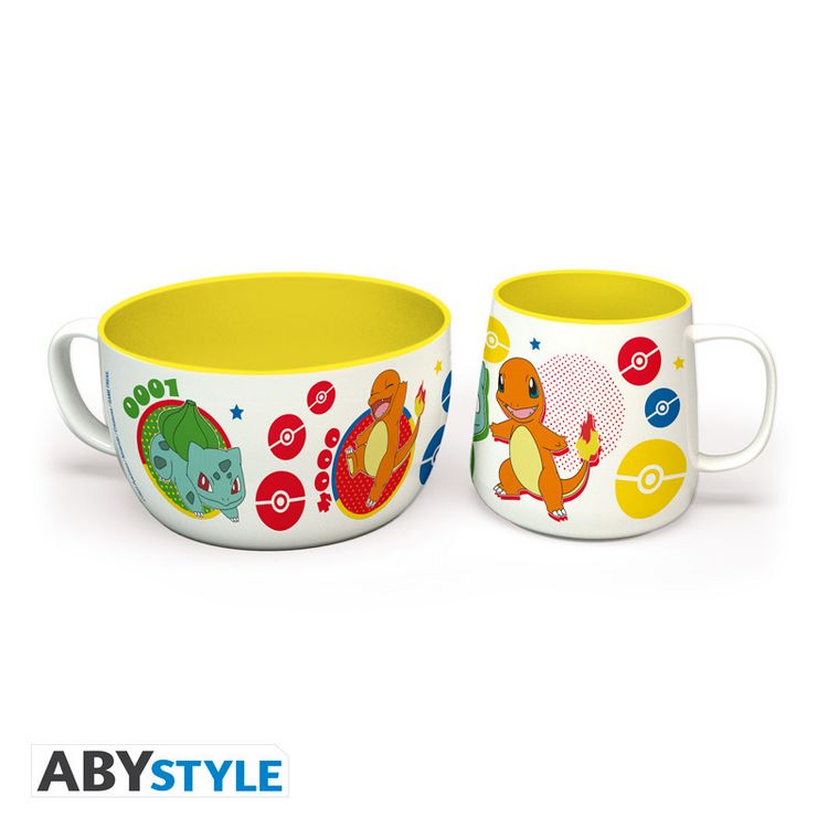 Produktbild: POKEMON - Breakfast Set Mug + Bowl - Pikachu & Kanto Starters