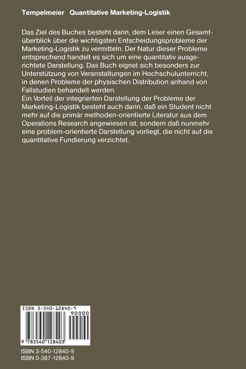 Produktbild: Quantitative Marketing-Logistik