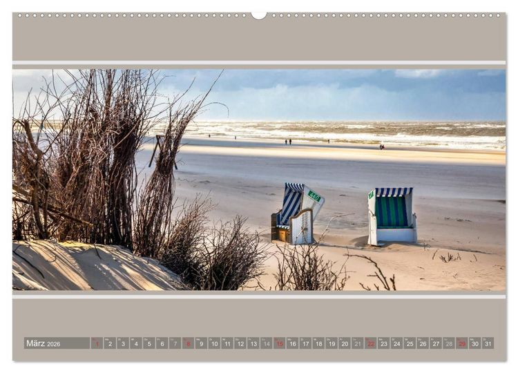 Produktbild: Strandblicke Borkum und Norderney (hochwertiger Premium Wandkalender 2026 DIN A2 quer), Kunstdruck in Hochglanz