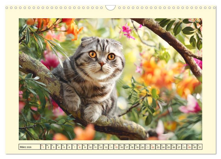 Produktbild: Scottish Fold. Zauberhafte Faltohrkatzen im Garten (Wandkalender 2026 DIN A3 quer), CALVENDO Monatskalender
