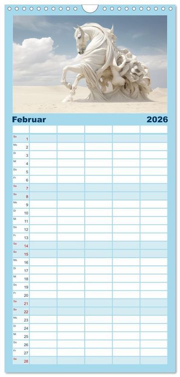 Produktbild: Familienplaner 2026 - Surrealismus trifft Pferdefans mit 5 Spalten (Wandkalender, 21 x 45 cm) CALVENDO