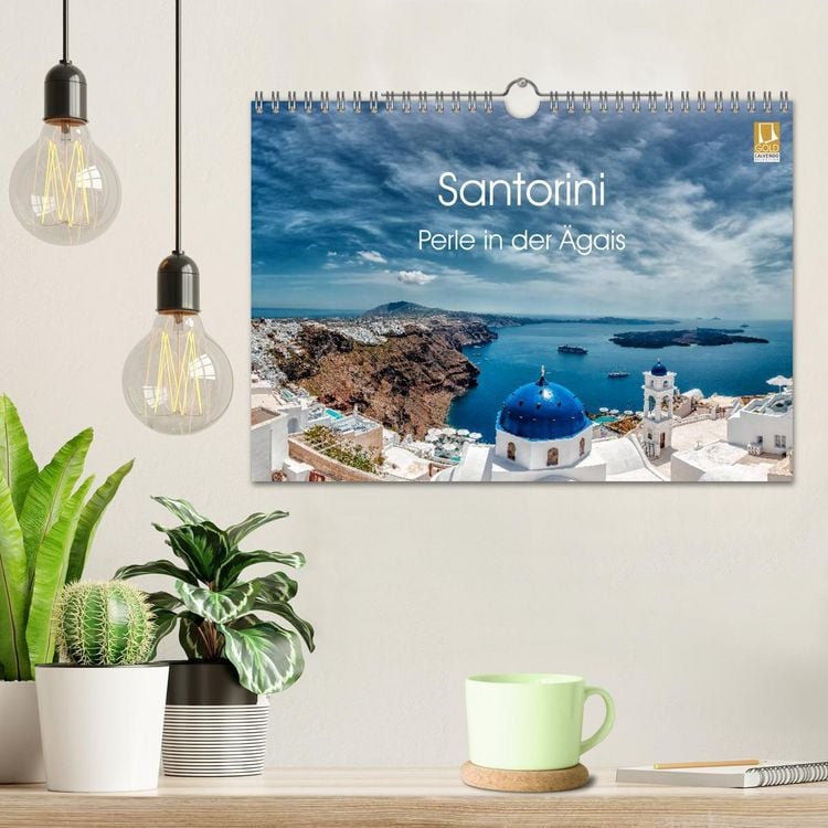 Produktbild: Santorini - Perle in der &Auml;gais (Wandkalender 2026 DIN A4 quer), CALVENDO Monatskalender
