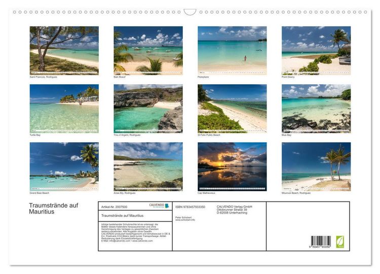 Produktbild: Traumstr&auml;nde auf Mauritius (Wandkalender 2026 DIN A2 quer), CALVENDO Monatskalender