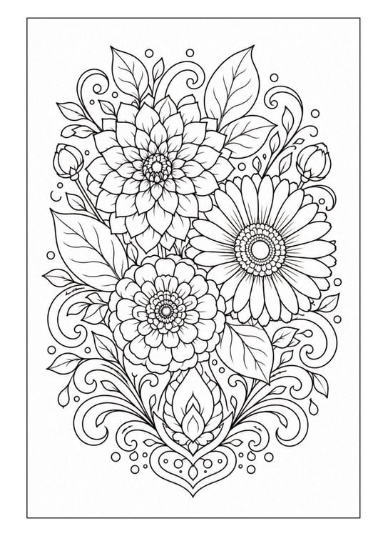 Produktbild: Mandala Blumen Malbuch f&uuml;r Erwachsene mit 100 floralen Ausmalmotiven