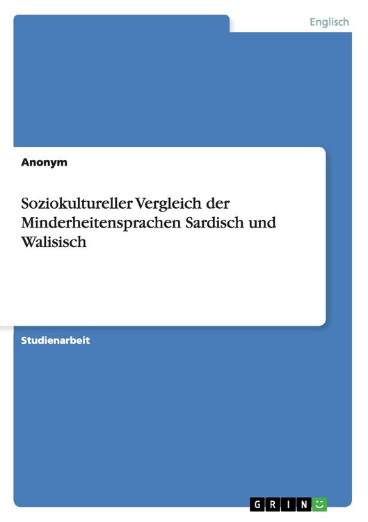Produktbild: Soziokultureller Vergleich der Minderheitensprachen Sardisch und Walisisch