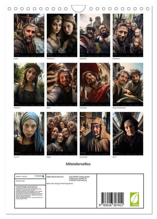 Produktbild: Mittelalterselfies (Wandkalender 2026 DIN A4 hoch), CALVENDO Monatskalender