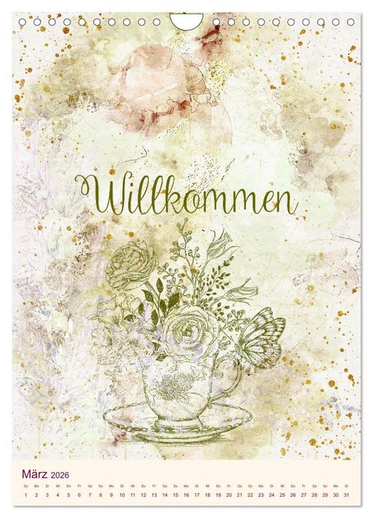 Produktbild: Aquarell Blumenmalerei mit Spr&uuml;chen (Wandkalender 2026 DIN A4 hoch), CALVENDO Monatskalender