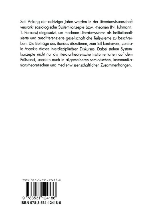 Produktbild: Literaturwissenschaft und Systemtheorie