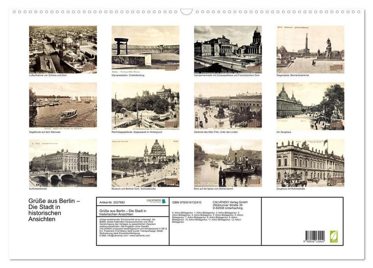 Produktbild: Gr&uuml;&szlig;e aus Berlin &ndash; Die Stadt in historischen Ansichten (Wandkalender 2026 DIN A2 quer), CALVENDO Monatskalender